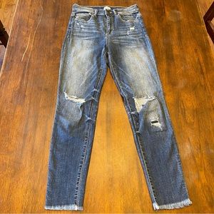 High Waisted Distressed Ankle Jeans - Size 7